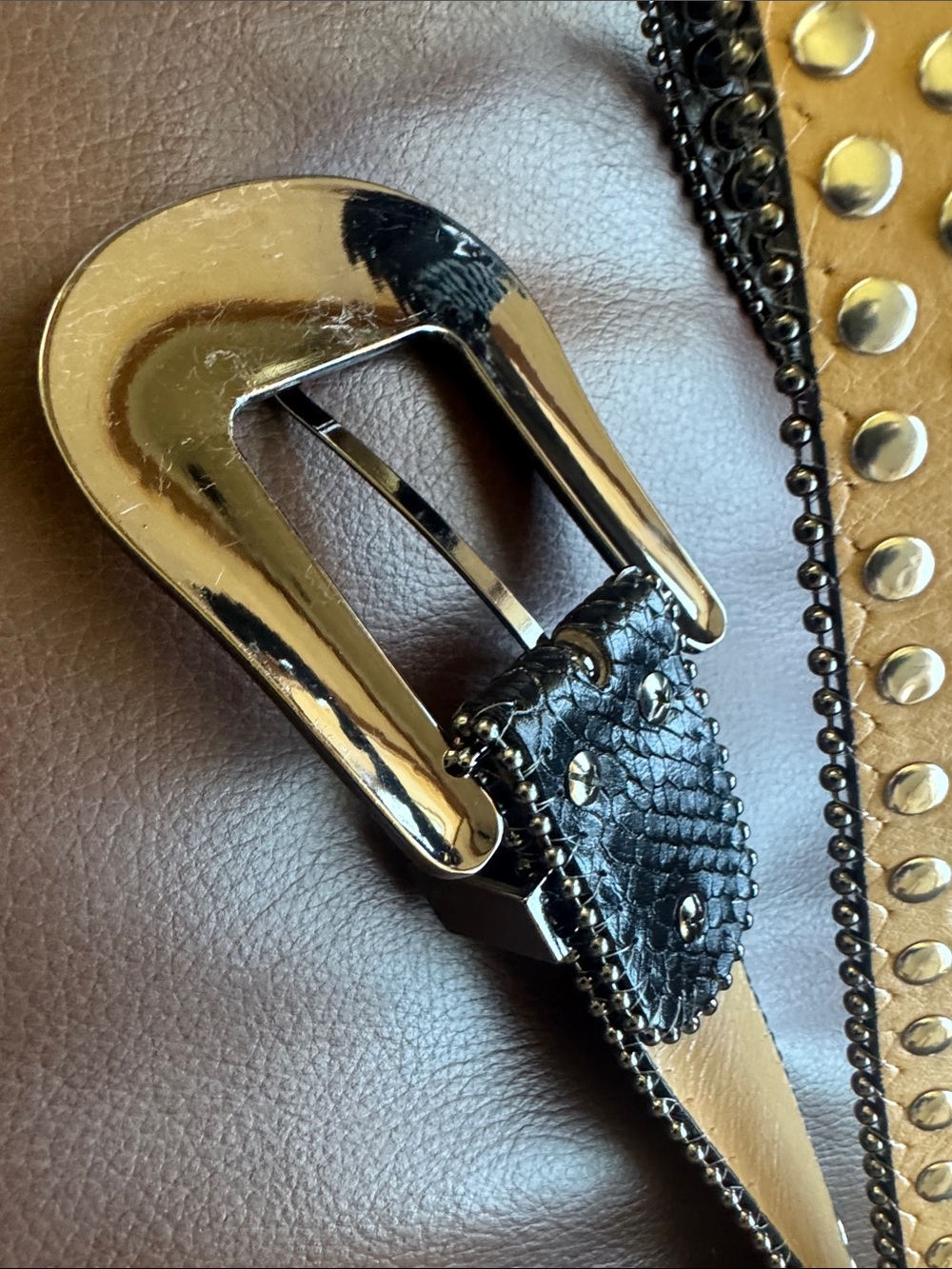 Studded Skull Rhinestone Belt with Decorative Buckle Western, Cowgirl, Gothic - Picture 5 of 9